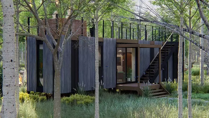 shipping container cabin in Colorado