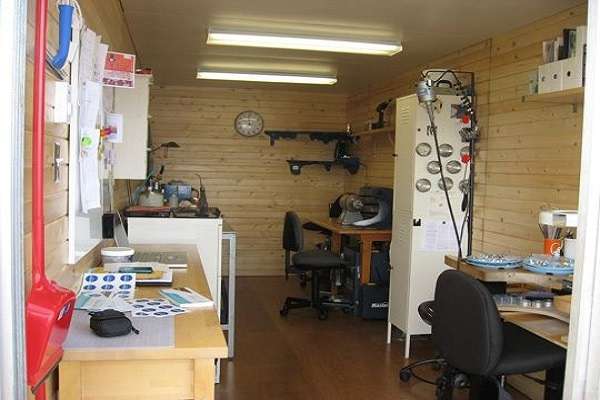 Shipping container studio in Canada