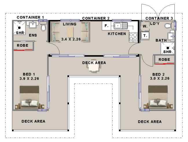 2 bedroom shipping container home plans